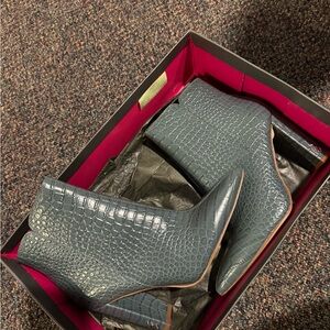 Sam Edelman Crocodile-Embossed Blue Ankle Boots - BRAND NEW